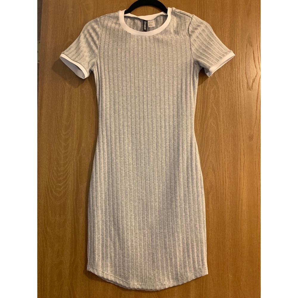 Never worn ribbed, form fitting gray dress
